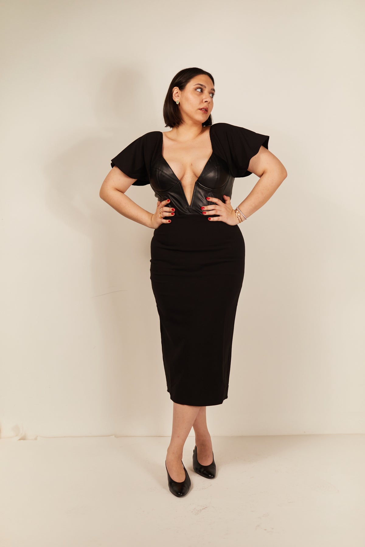 CallMeLove Midi Dress for Women | Corset Style Black Dress